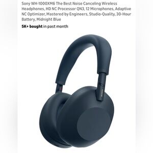 Sony WH-1000XM6 The Best Noise Canceling Wireless Headphones midnight blue